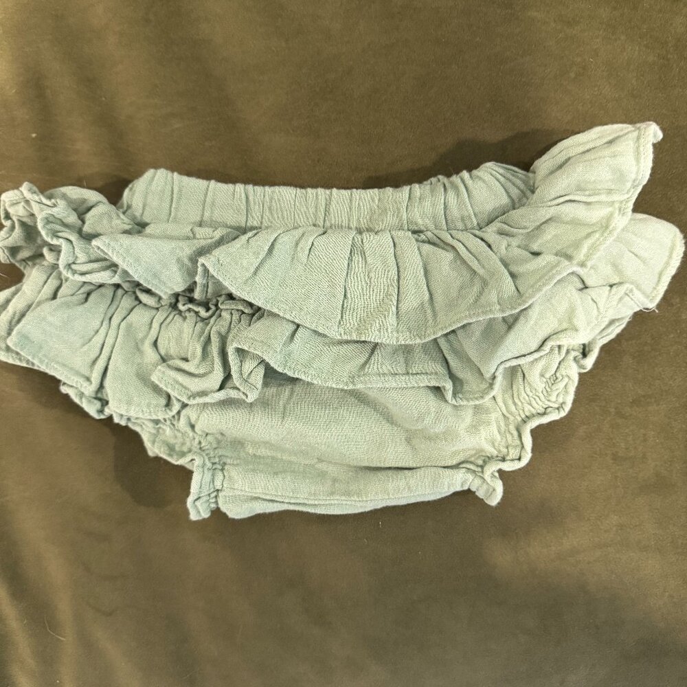 double ruffle bloomer | mistletoe | organic cotton gauze - 6-12m